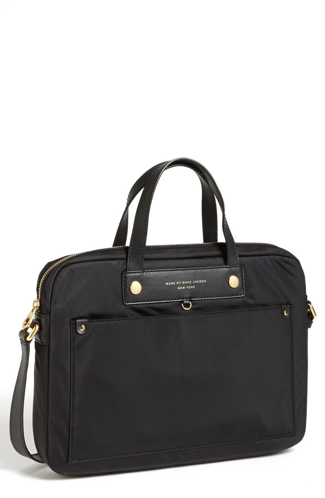 MARC BY MARC JACOBS 'Preppy Nylon' Computer Commuter Bag, Main, color, BLACK