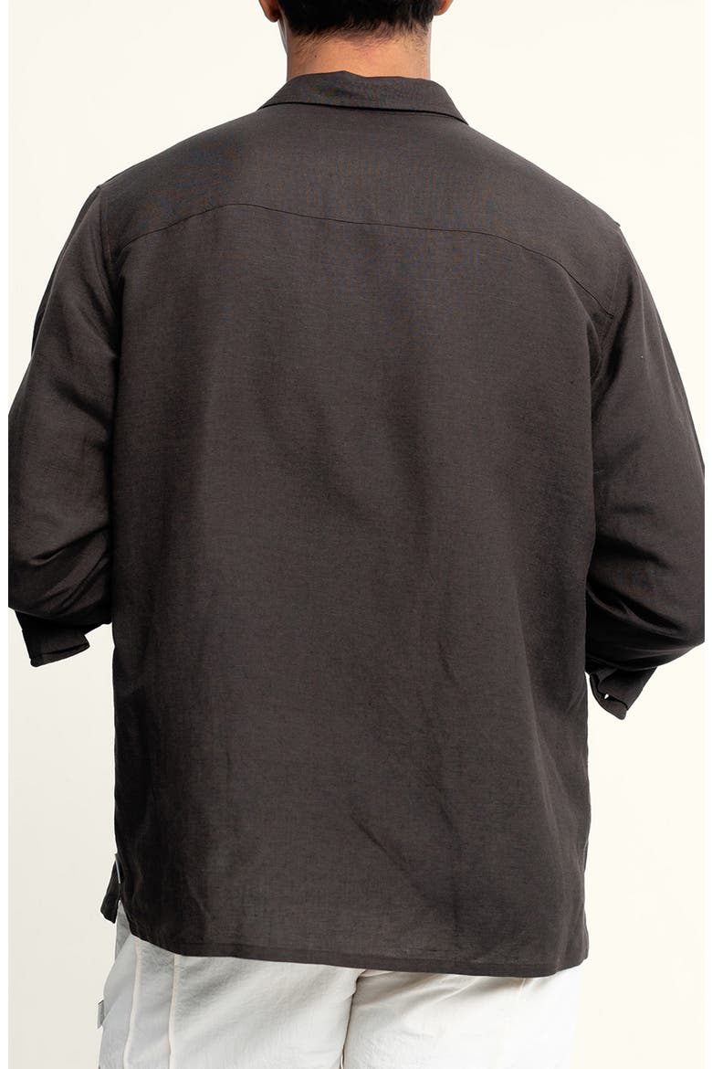 Andrew Solid Linen Blend Button-Up Shirt, Alternate, color, MOLINO/ BROWN
