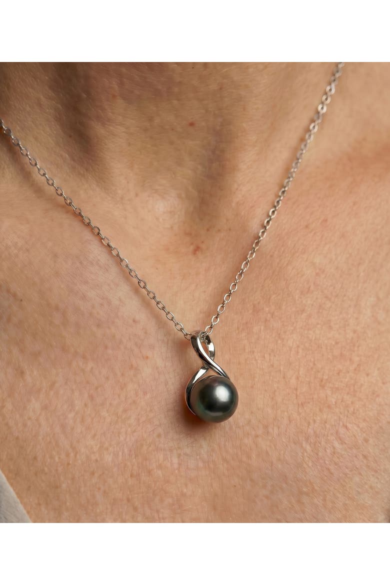 Tahitian South Sea Pearl Infinity Pendant, Alternate, color, Black Pearl