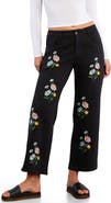 Billy T Floral Embroidered Straight Leg Jeans