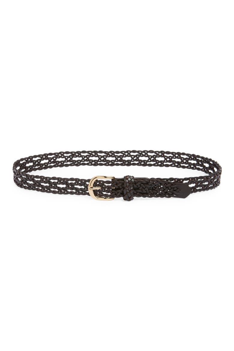 Open Weave Wide Leather Belt, Main, color, COFFEE BEAN