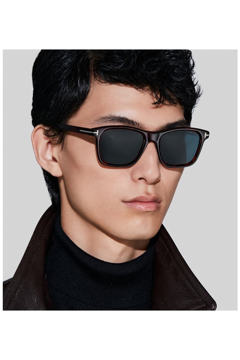 Barron 54mm Square Sunglasses, Alternate, color, SHINY RED HAVANA/ DARK TEAL