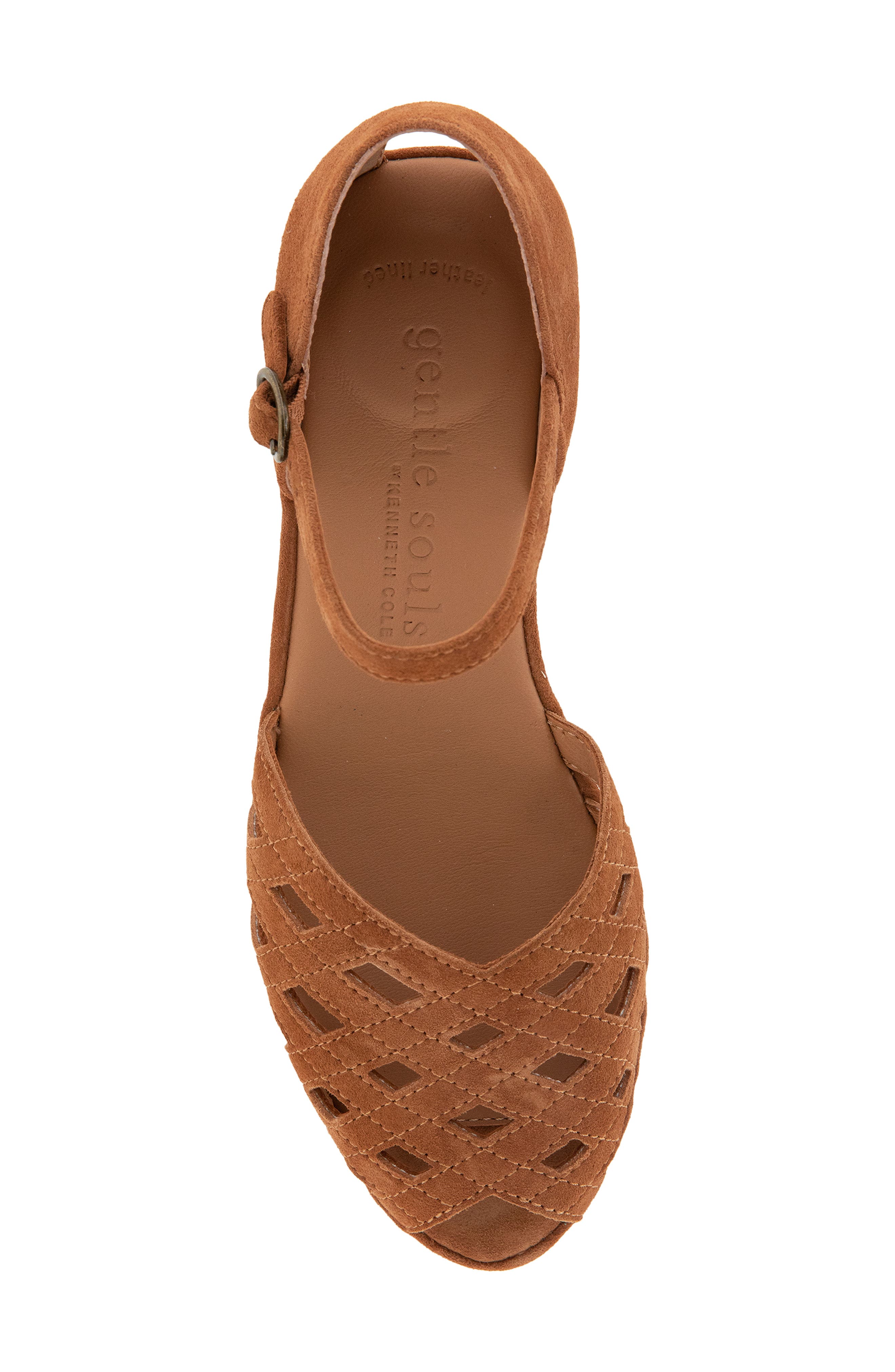 Loren Ankle Strap Peep Toe Wedge Sandal, Alternate, color, LUGGAGE SUEDE