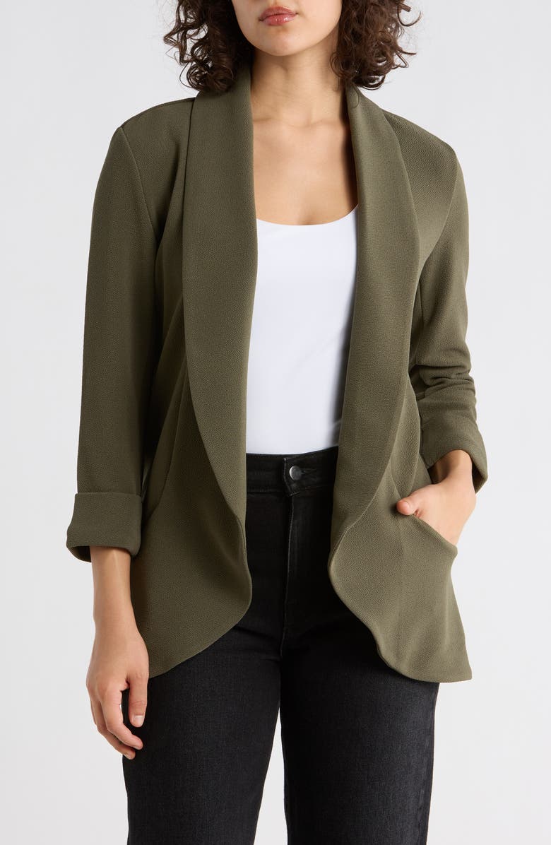 Lemon Tart Melanie Shawl Collar Blazer, Main, color, Dusty Olive