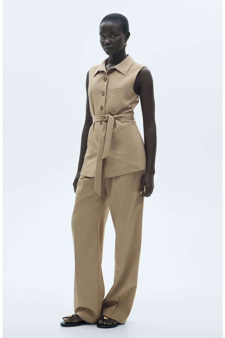 Tie Waist Suit Vest, Alternate, color, BEIGE