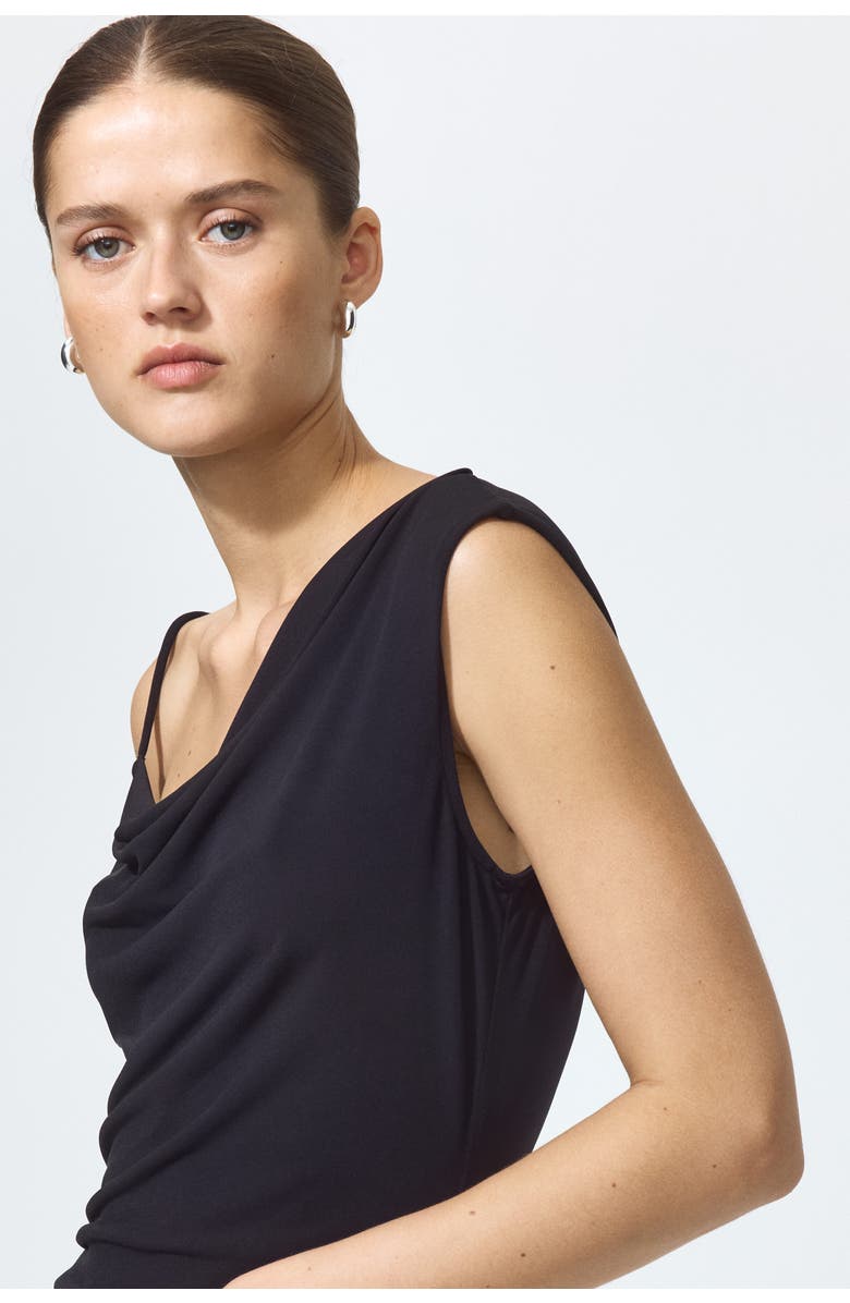 H&M Asymmetric Jersey Dress, Alternate, color, Black