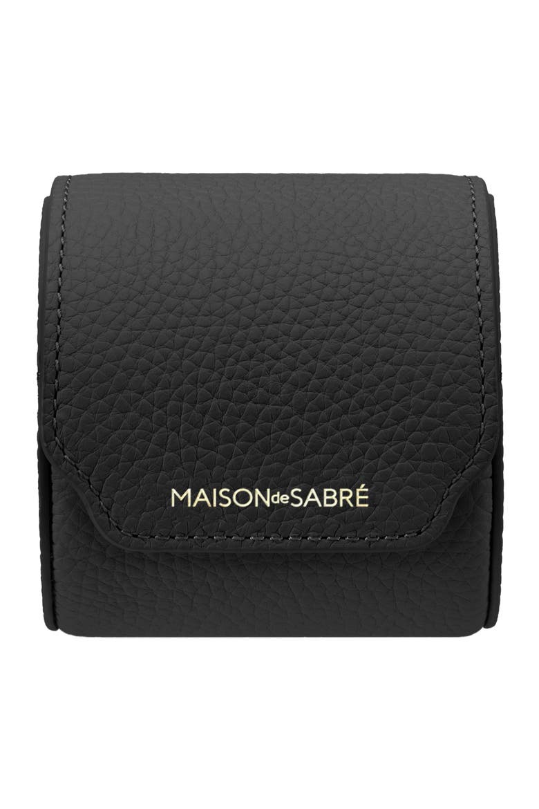 Leather Watch Roll, Alternate, color, Black Caviar