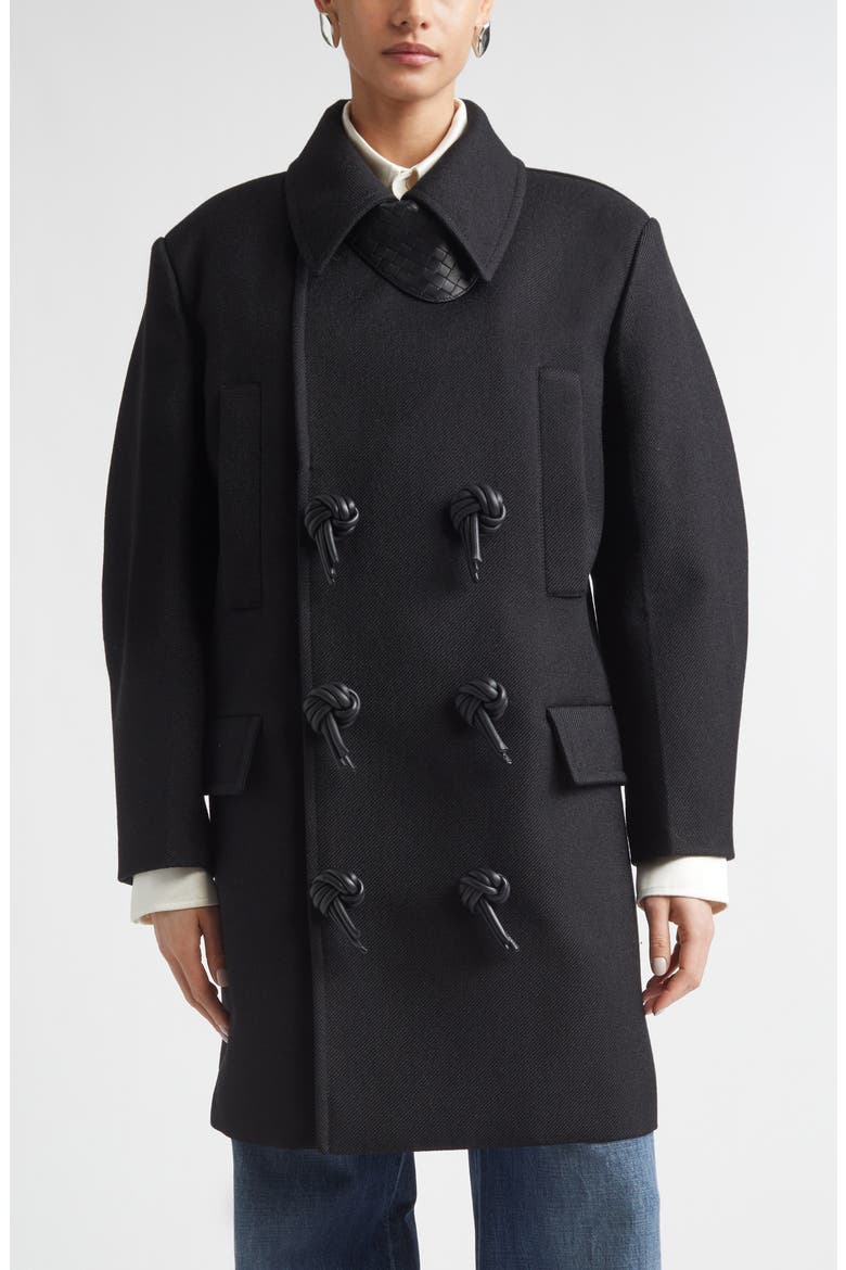 Mohair Blend Gabardine Peacoat, Main, color, 1010 DOUBLE BLACK