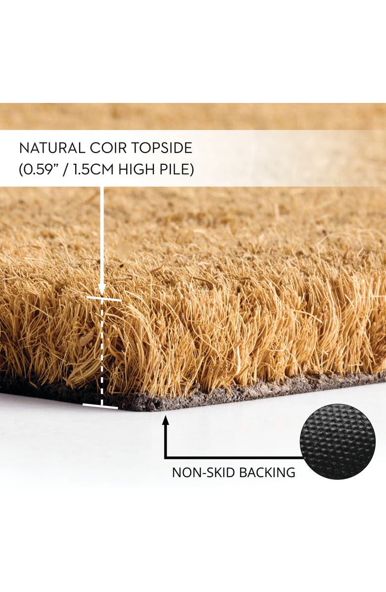 mDesign American Sign Language ASL Hello Coir Doormat, Natural/Black, Alternate, color, 