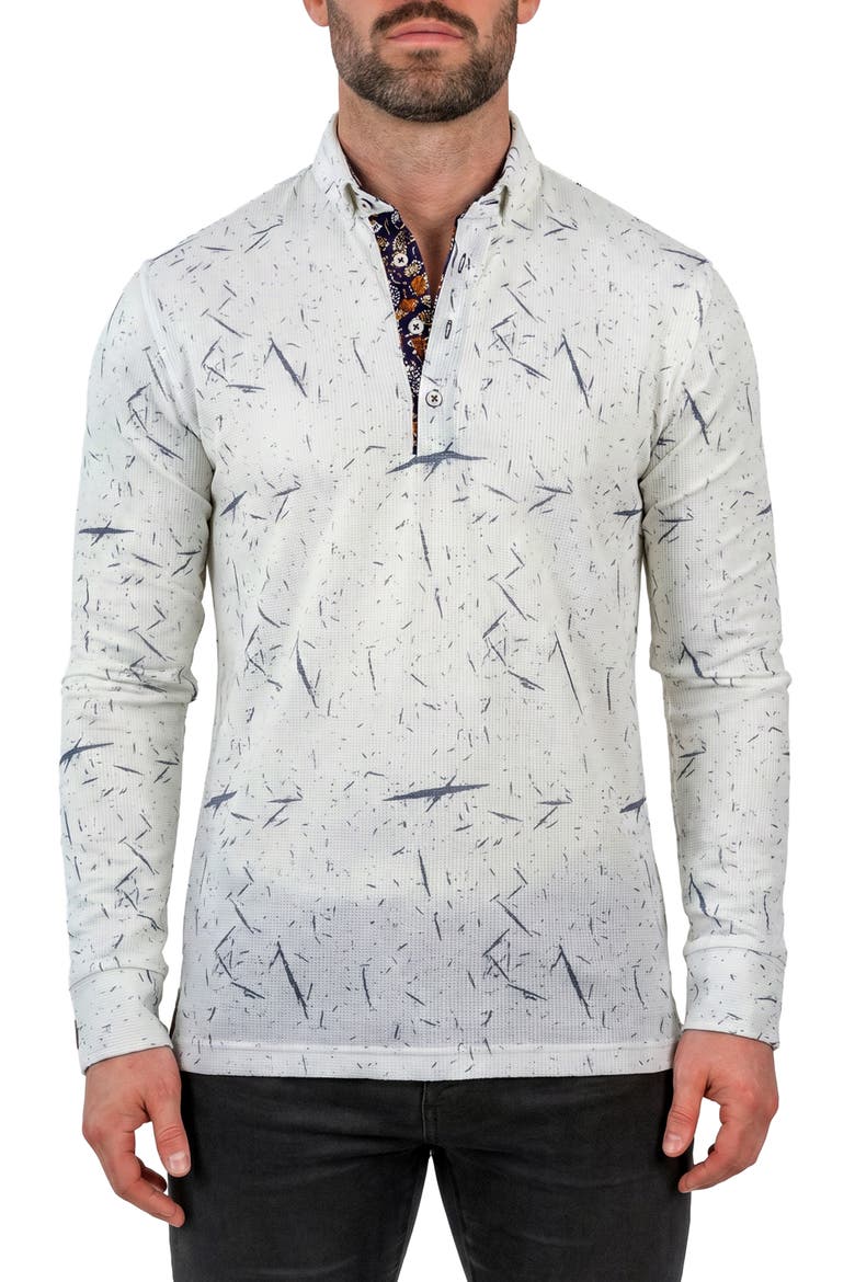 Anima Long Sleeve Knit Polo, Main, color, GREY