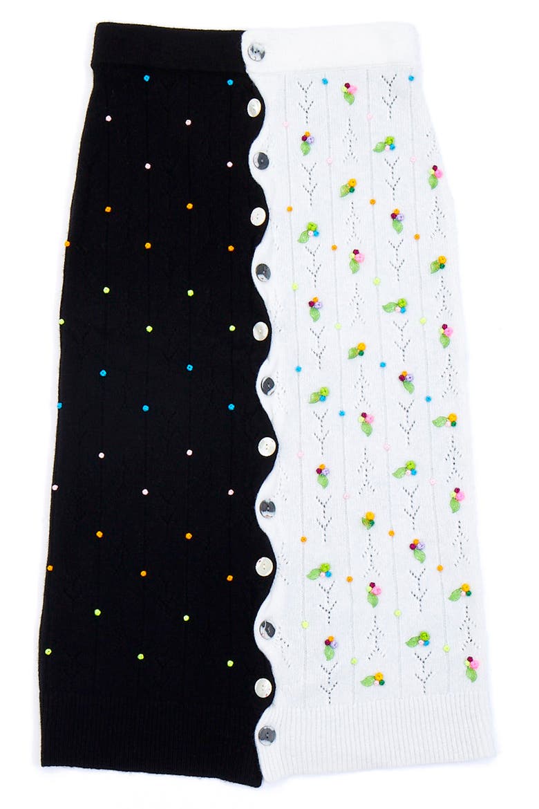 Rosie Button Front Lambswool Midi Skirt, Alternate, color, BLACK/ WHITE