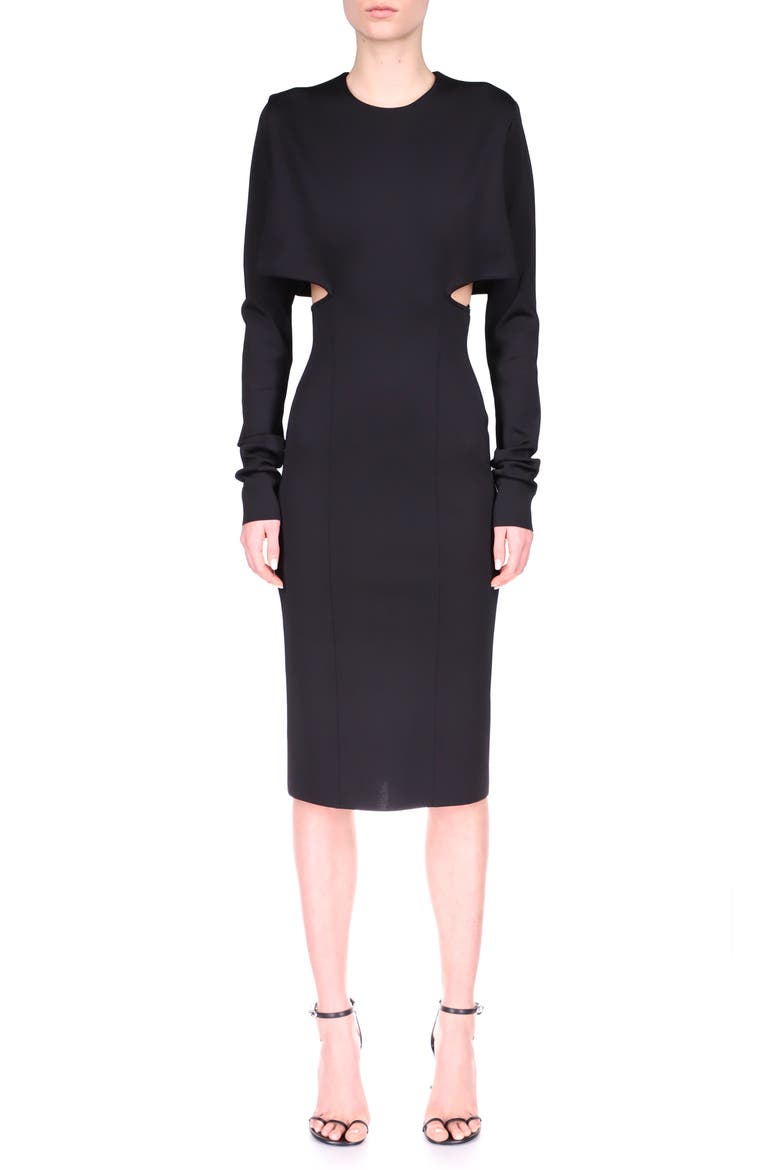 Long Sleeve Punto Milano Sheath Dress, Main, color, BLACK