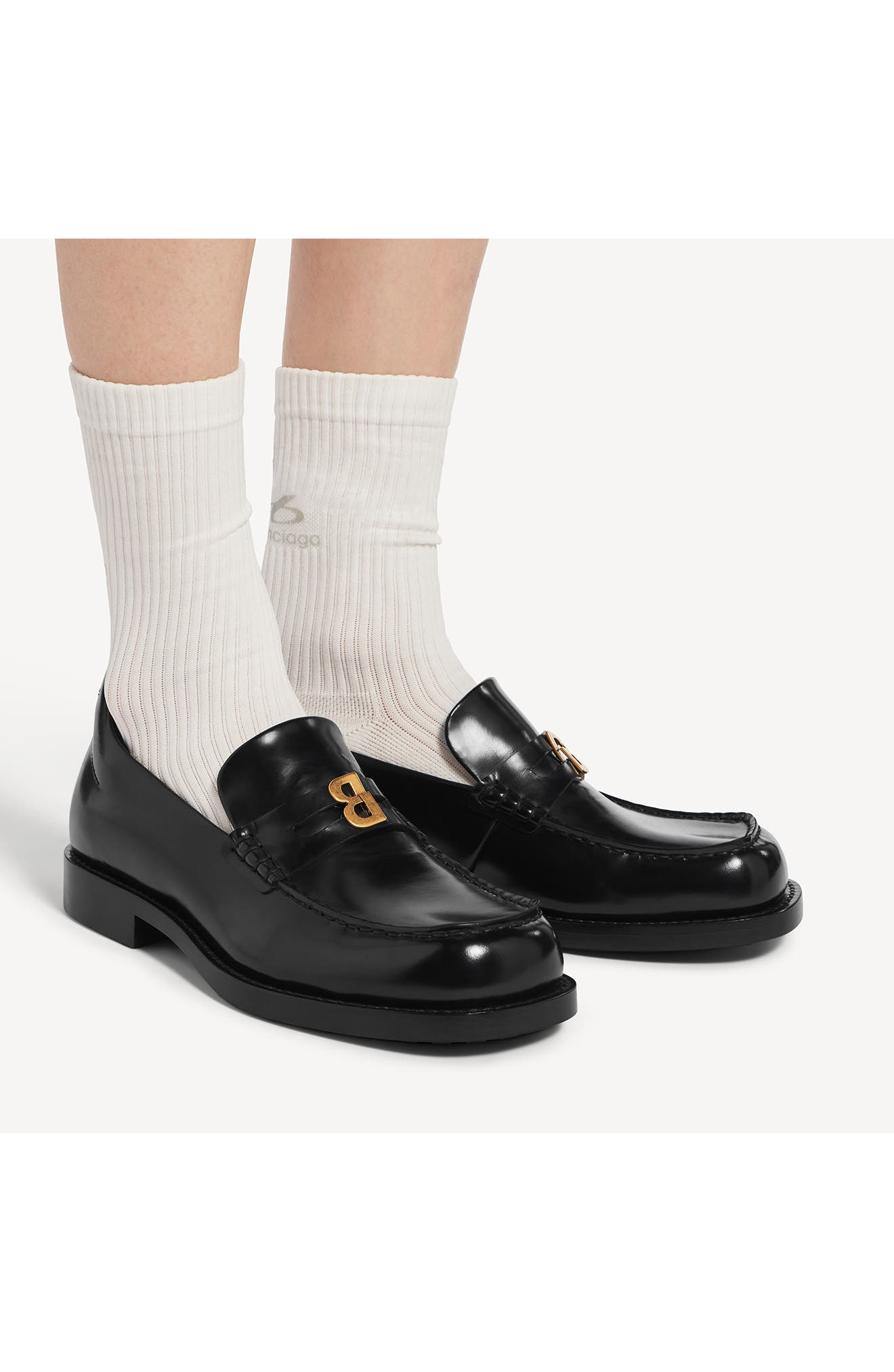 Balenciaga B Logo Comfy Loafer, Alternate, color, Black