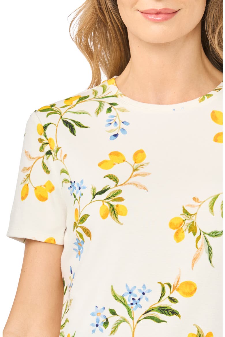 Lemon Floral Jersey T-Shirt, Alternate, color, ULTRA WHITE