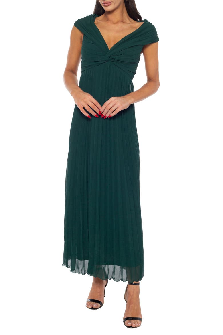 Chiffon Front Knot Gown, Main, color, HUNTER