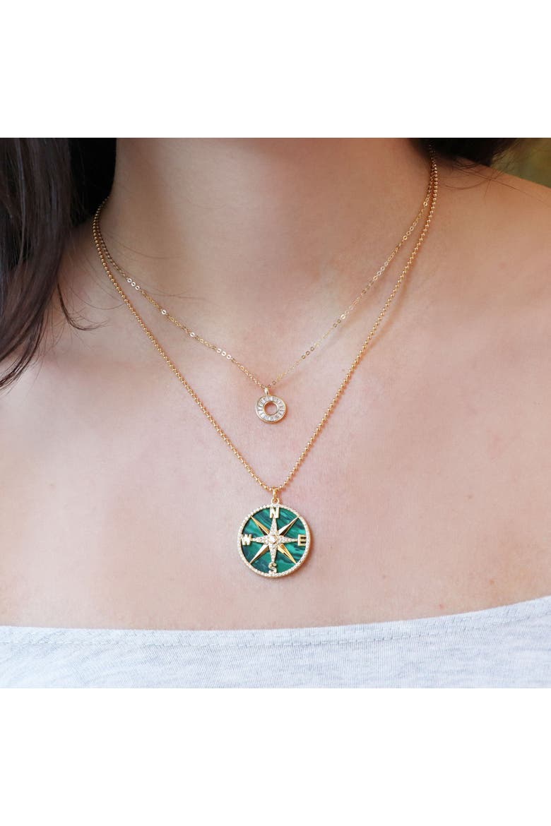 Baguette CZ Circle Necklace, Alternate, color, Gold Plated Sterling Silver