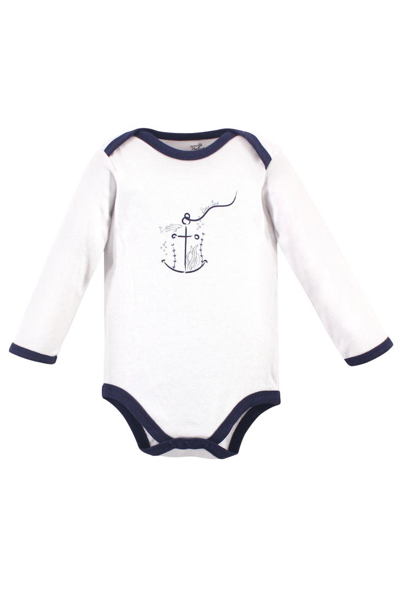 Organic Cotton Long-Sleeve Bodysuits, Alternate, color, Blue Whale