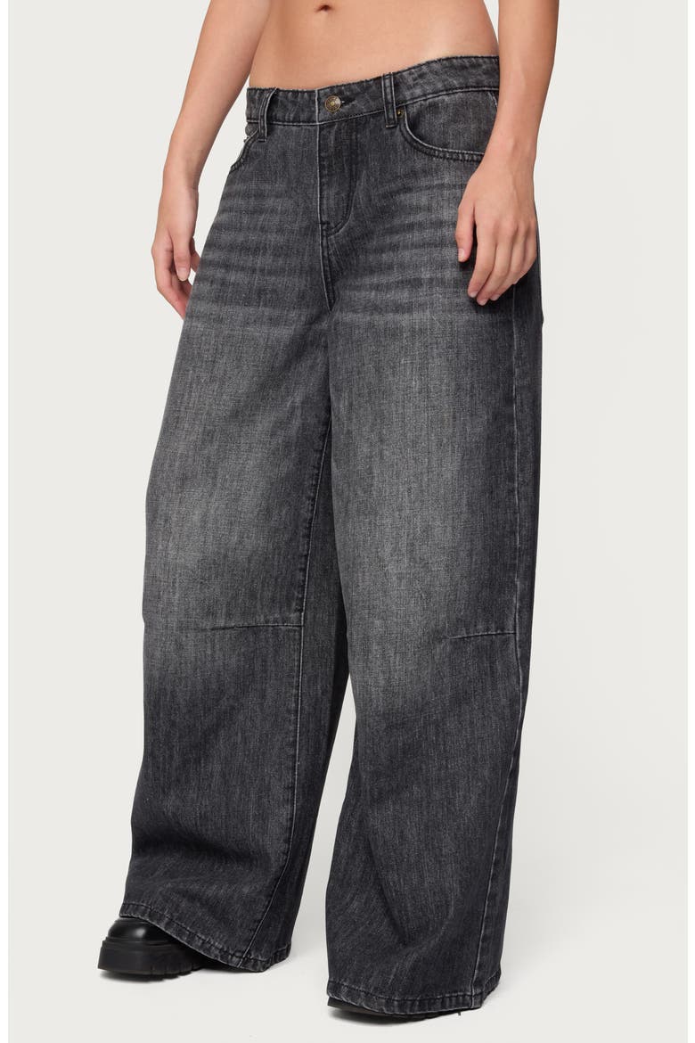 Skater Girl Washed Low Rise Wide Leg Jeans, Alternate, color, GRAY-WASHED