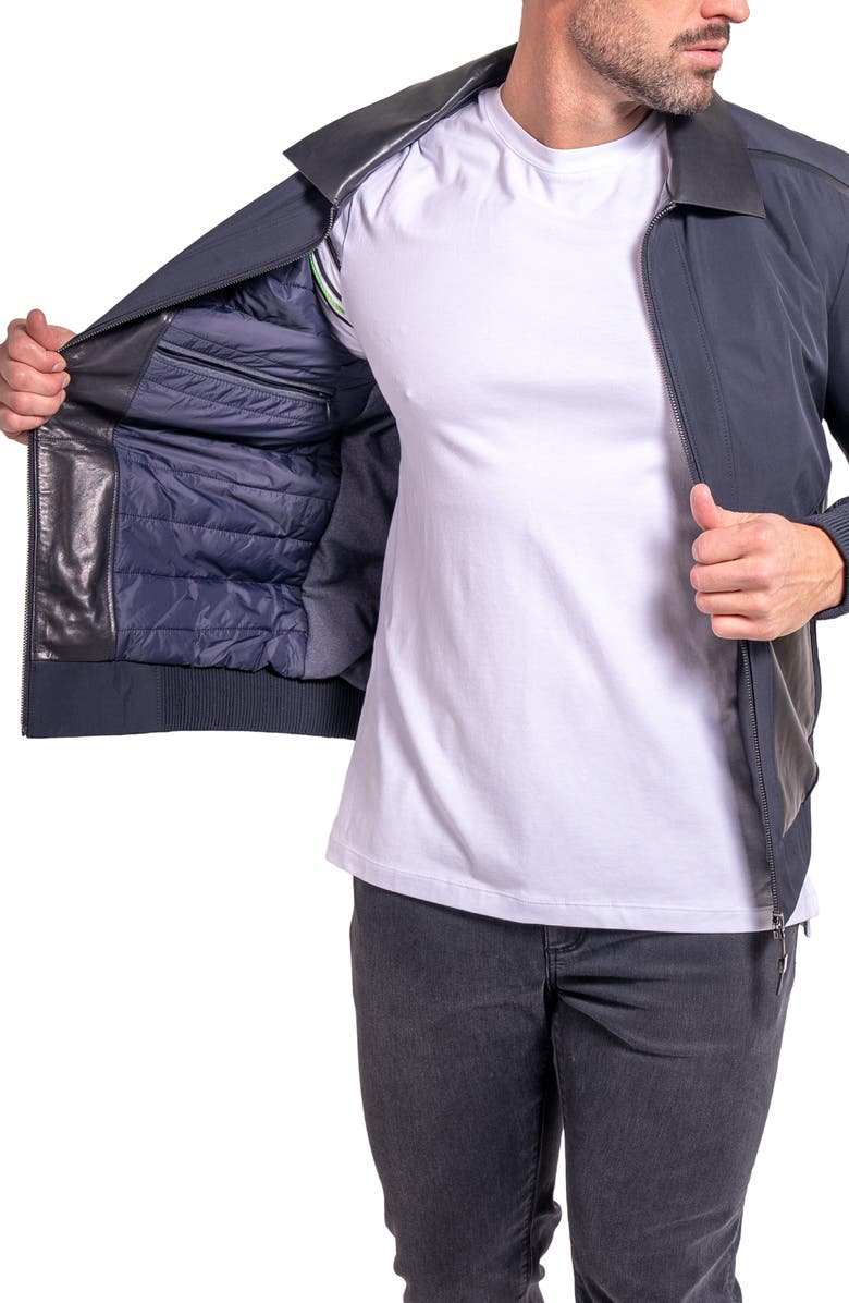 Maceoo Ascension0016 Leather Trim Jacket, Alternate, color, Blue