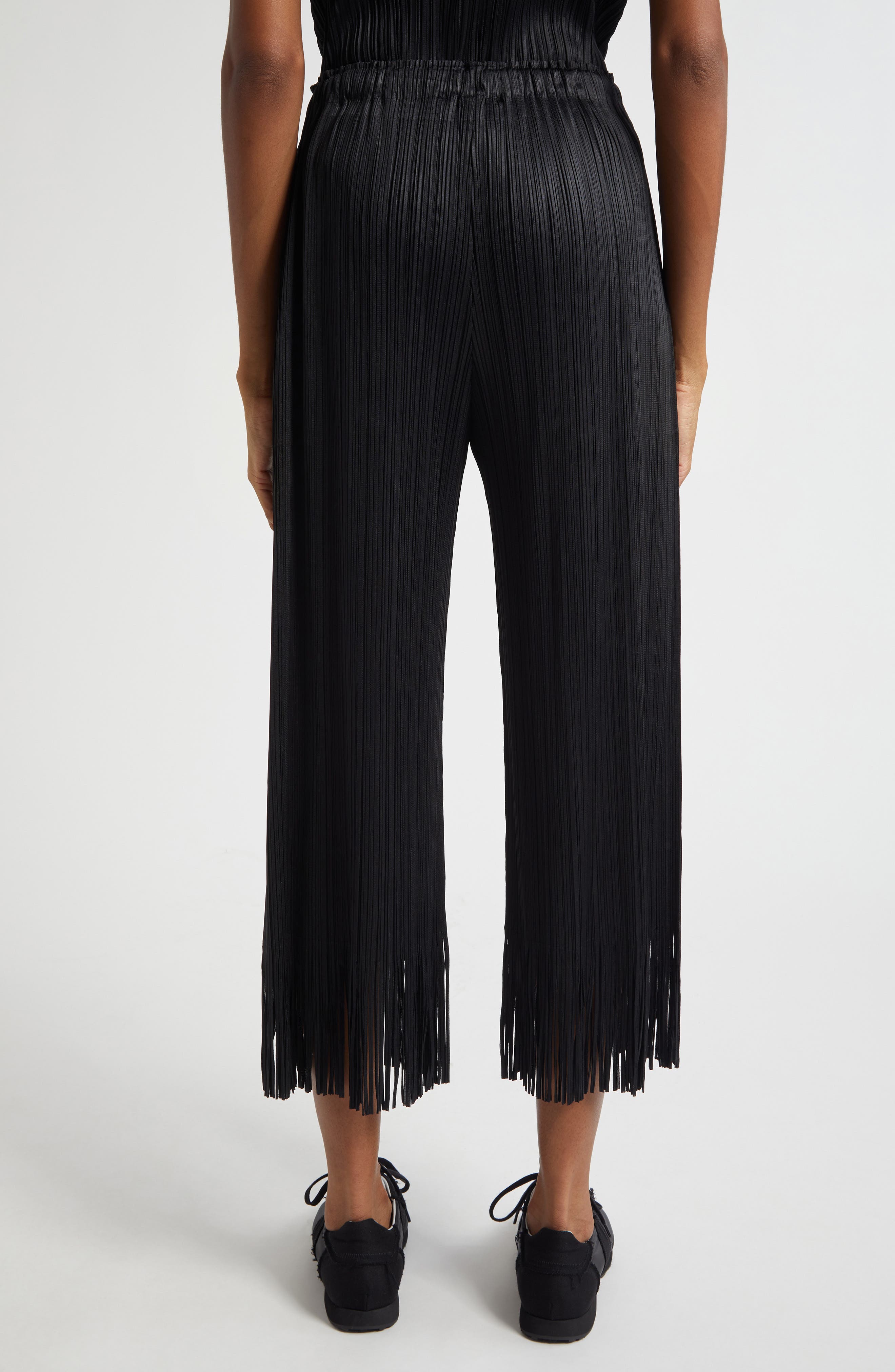 Wave Pleated Fringe Trim Pants (Women) | Nordstrom