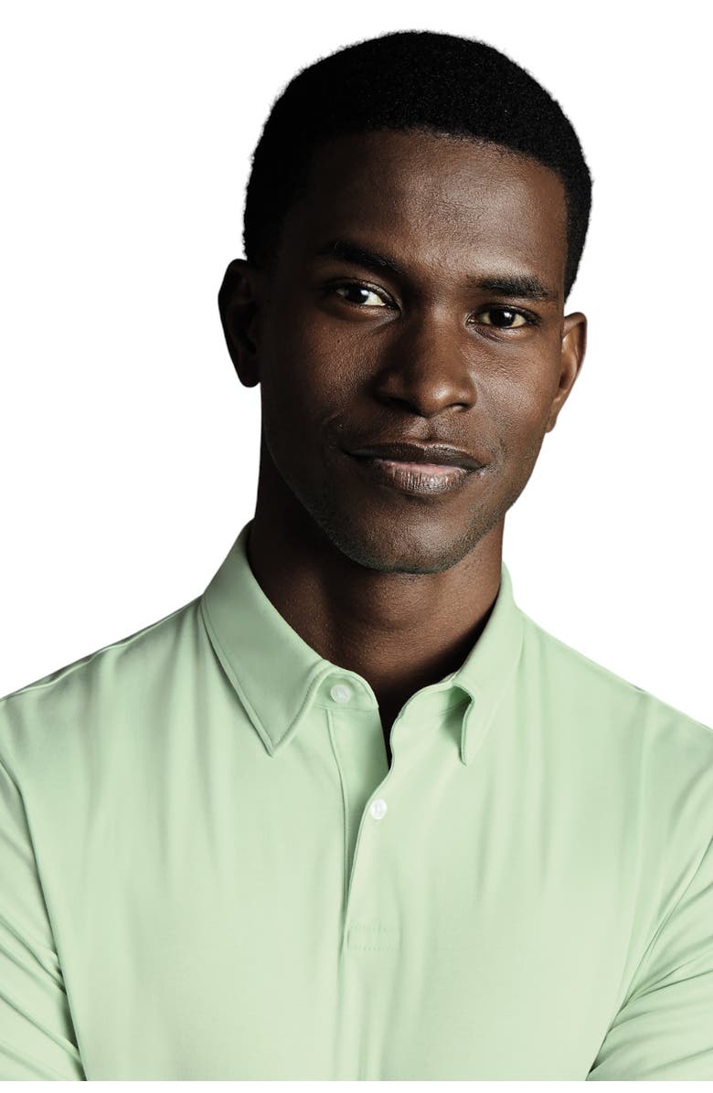 Charles Tyrwhitt Plain Short Sleeve Jersey Polo, Alternate, color, Light Green