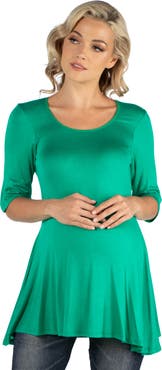 24seven Comfort Apparel Maternity Elbow Swing Tunic Top