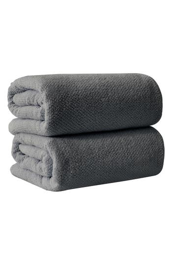 Woven & Weft Loop Textured 2-pack Bath Towels In Gray