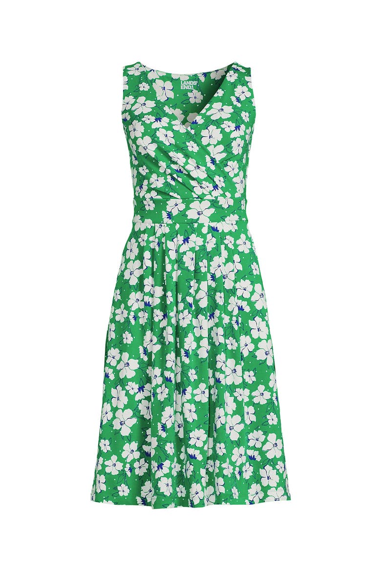Cotton Modal Pleated Fit and Flare Dress, Alternate, color, Vibrant Clover Floral