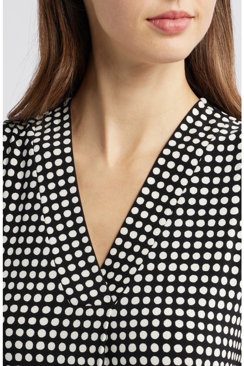 Polka Dot Pleat Front Shell, Alternate, color, ANNE BLACK/ WHITE