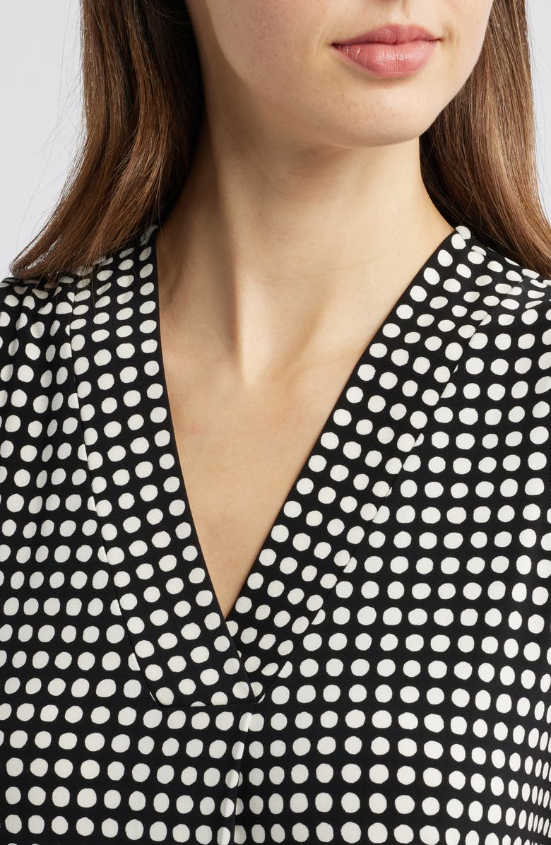Anne Klein Polka Dot Pleat Front Shell, Alternate, color, Anne Black/ White
