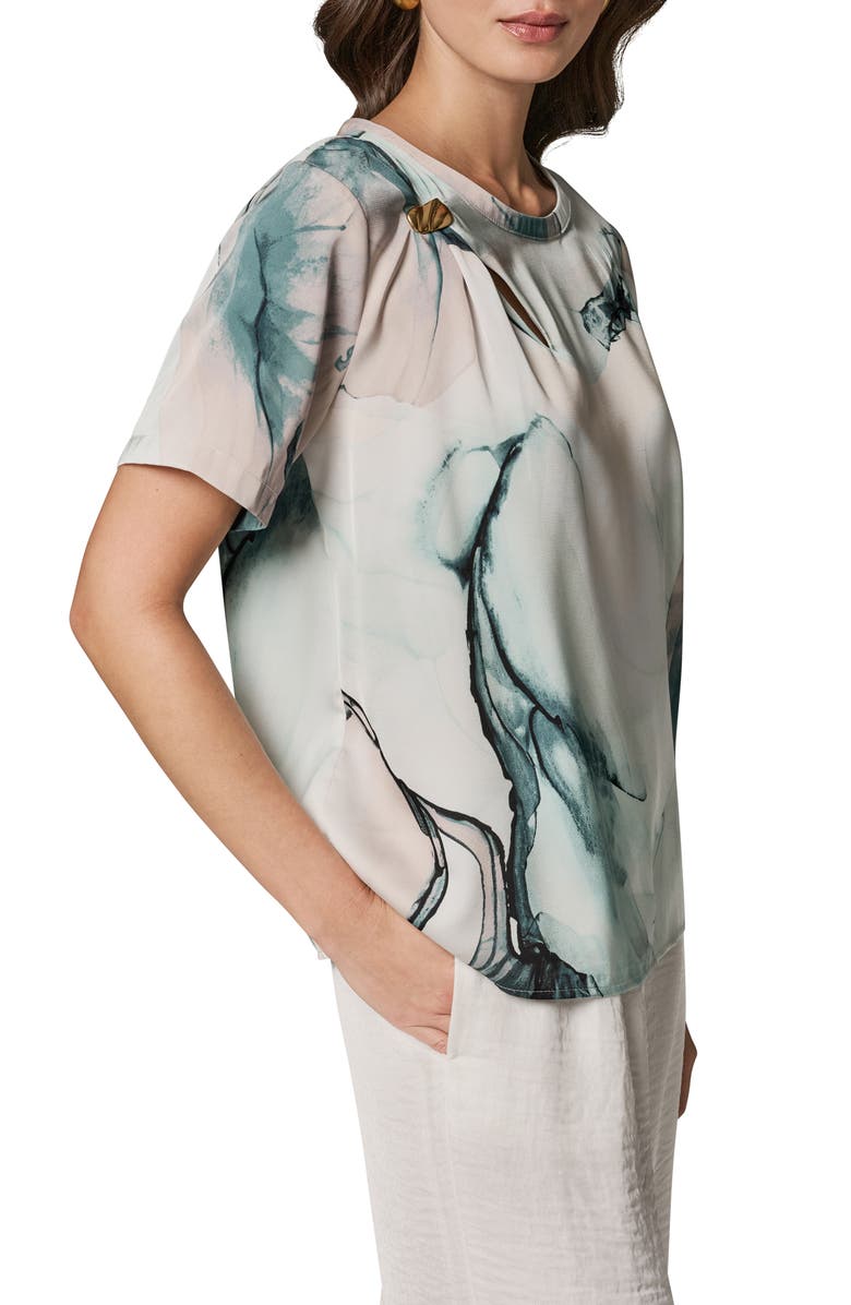 Donna Karan New York Hardware Detail Short Sleeve Top, Alternate, color, 