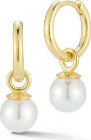 GLAZE JEWELRY 14K Gold Plated Silver Cultured Pearl Charm Earrings