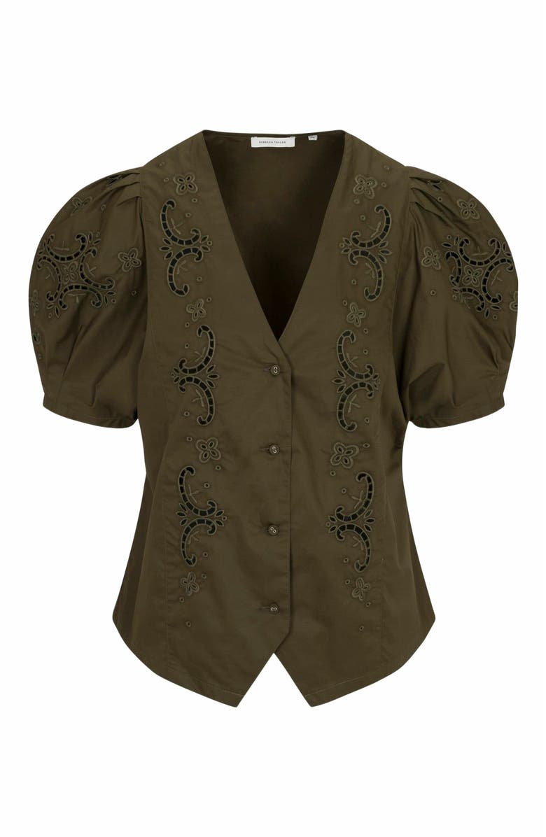 Rebecca Taylor Raquel Twill Shirt, Alternate, color, Olive