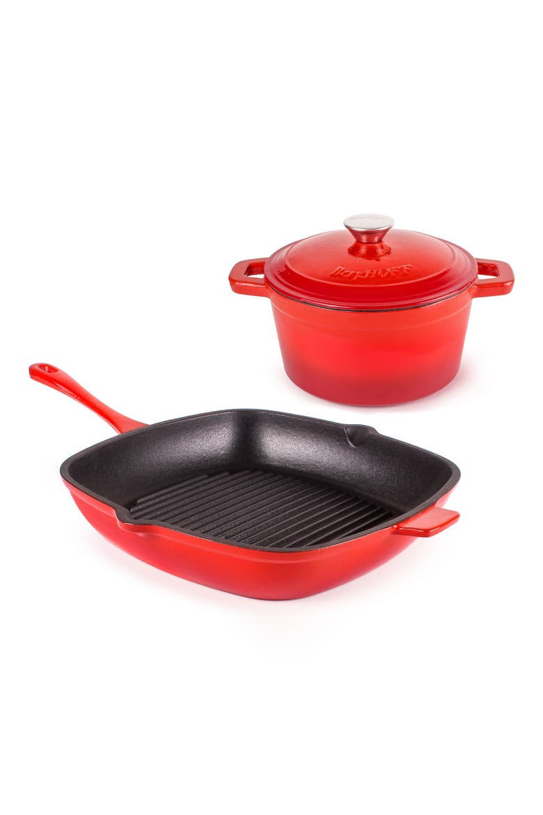 Neo 3-Piece 3-Quart Cast Iron Set, Main, color, RED