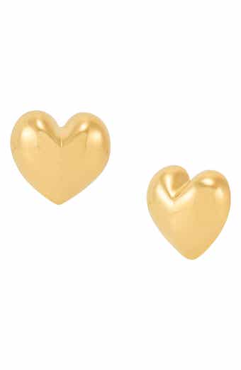 14K Gold Heart Stud Earrings