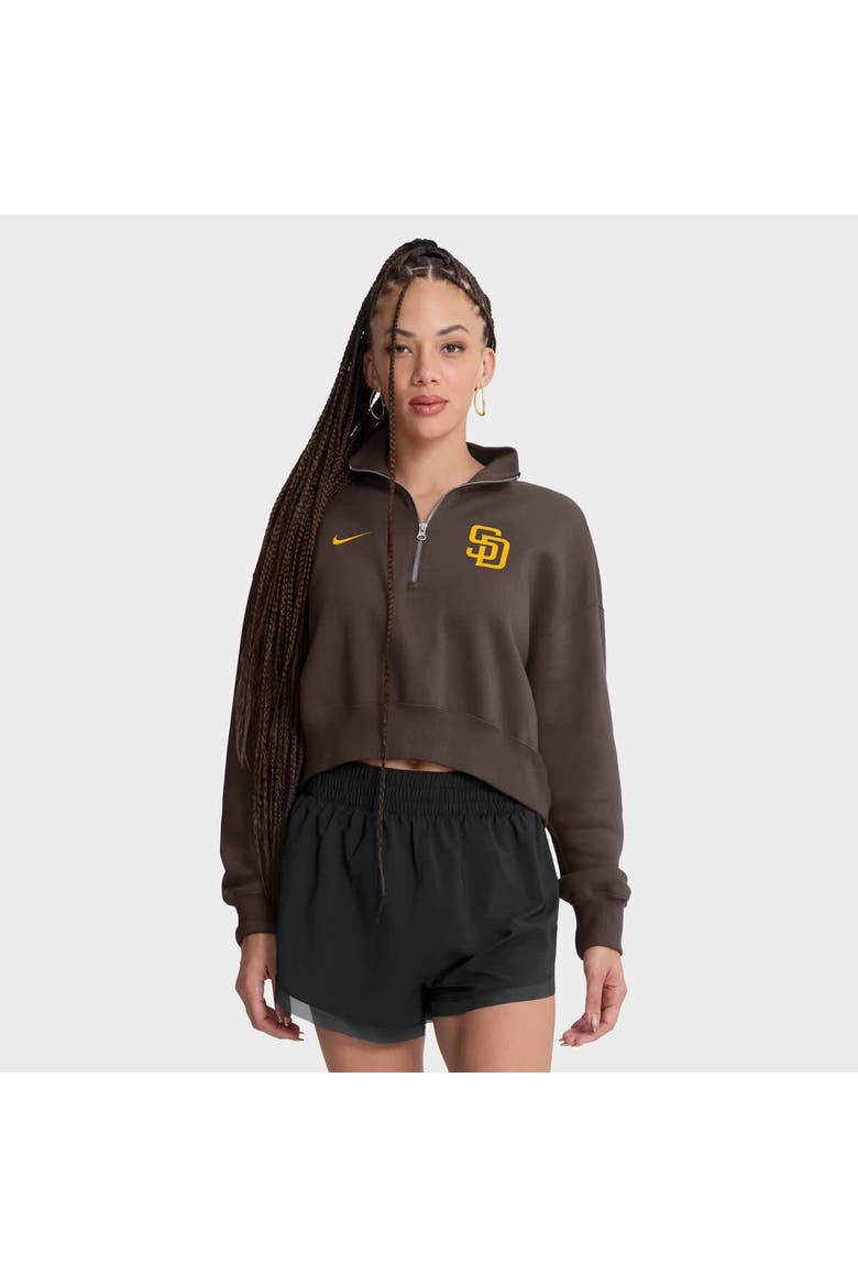 Women's Nike Brown San Diego Padres Primetime Phoenix Fleece Half-Zip Sweatshirt, Main, color, Brown