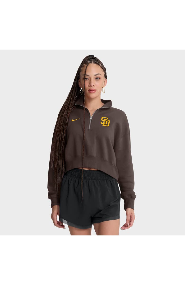 Nike Women's Nike Brown San Diego Padres Primetime Phoenix Fleece Half-Zip Sweatshirt, Main, color, Brown