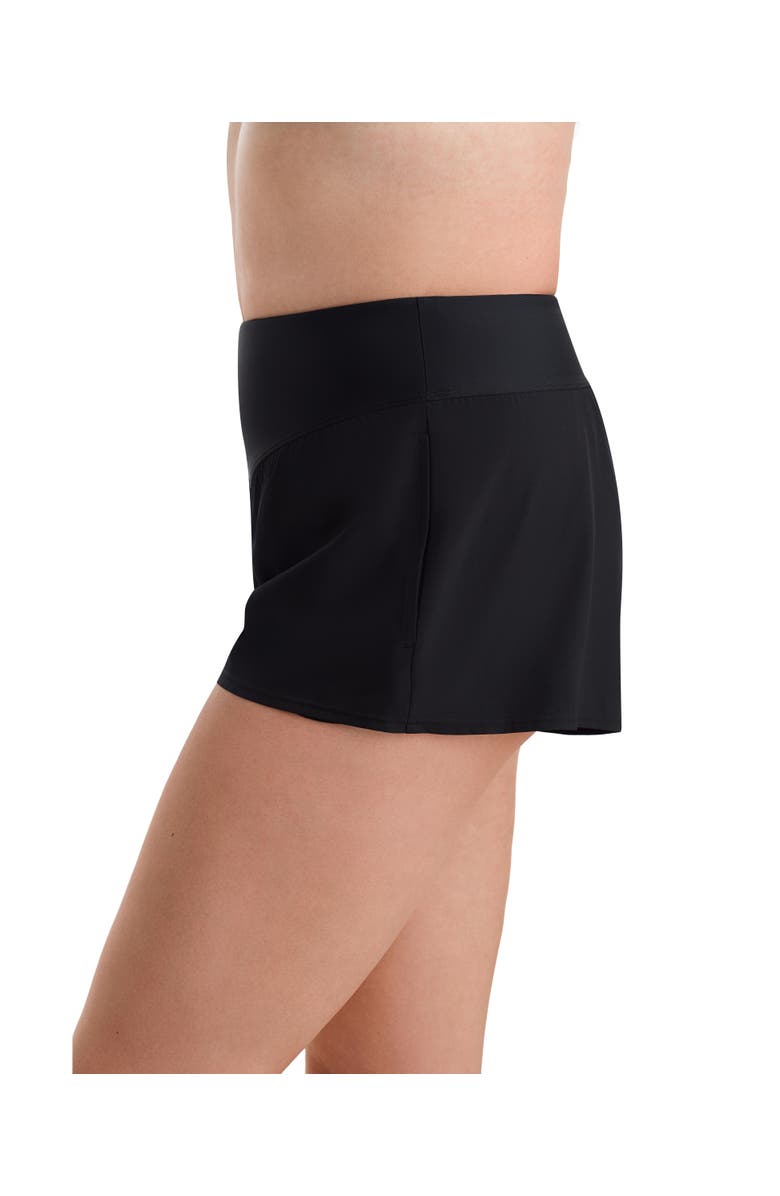 ShapeSolver Sport Vee Band Chlorine Resistant Flare Swim Short, Alternate, color, Black
