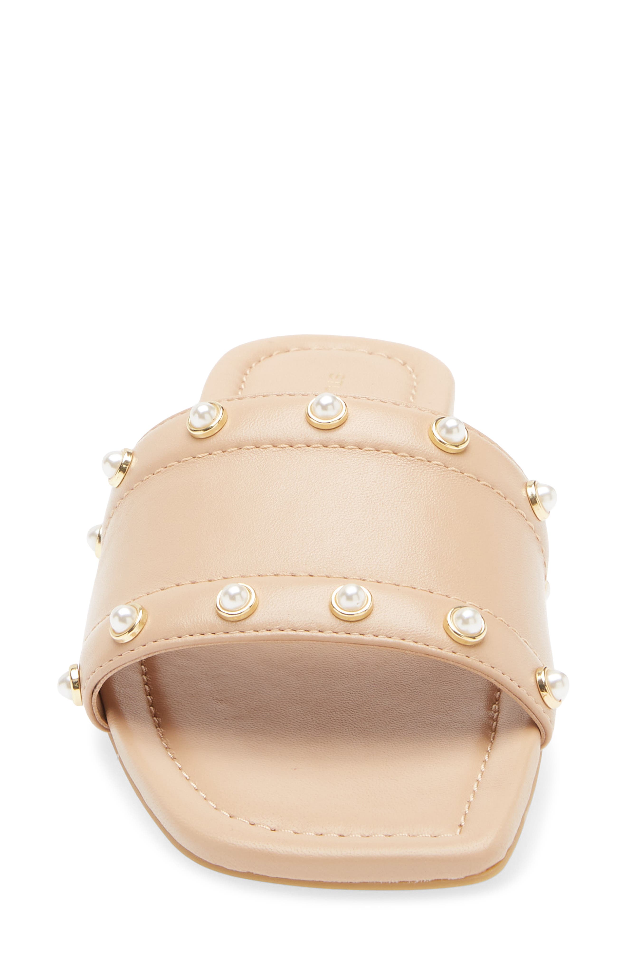 Stuart Weitzman Pearl Slide Sandal, Alternate, color, Golden Beige