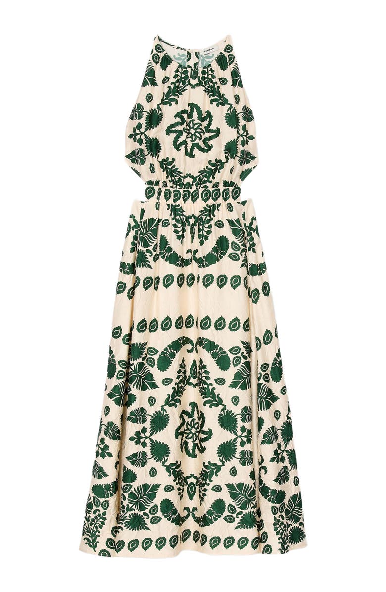 SANDRO Leaf print maxi dress, Alternate, color, 