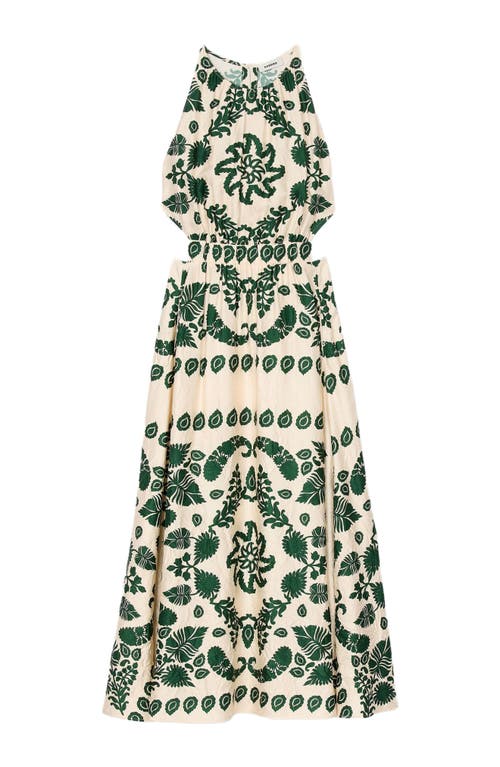Sandro Womens Naturels Leaf-print Sleeveless Woven Maxi Dress In Green