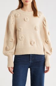 FARM Rio 3D Crochet Flower Crewneck Sweater