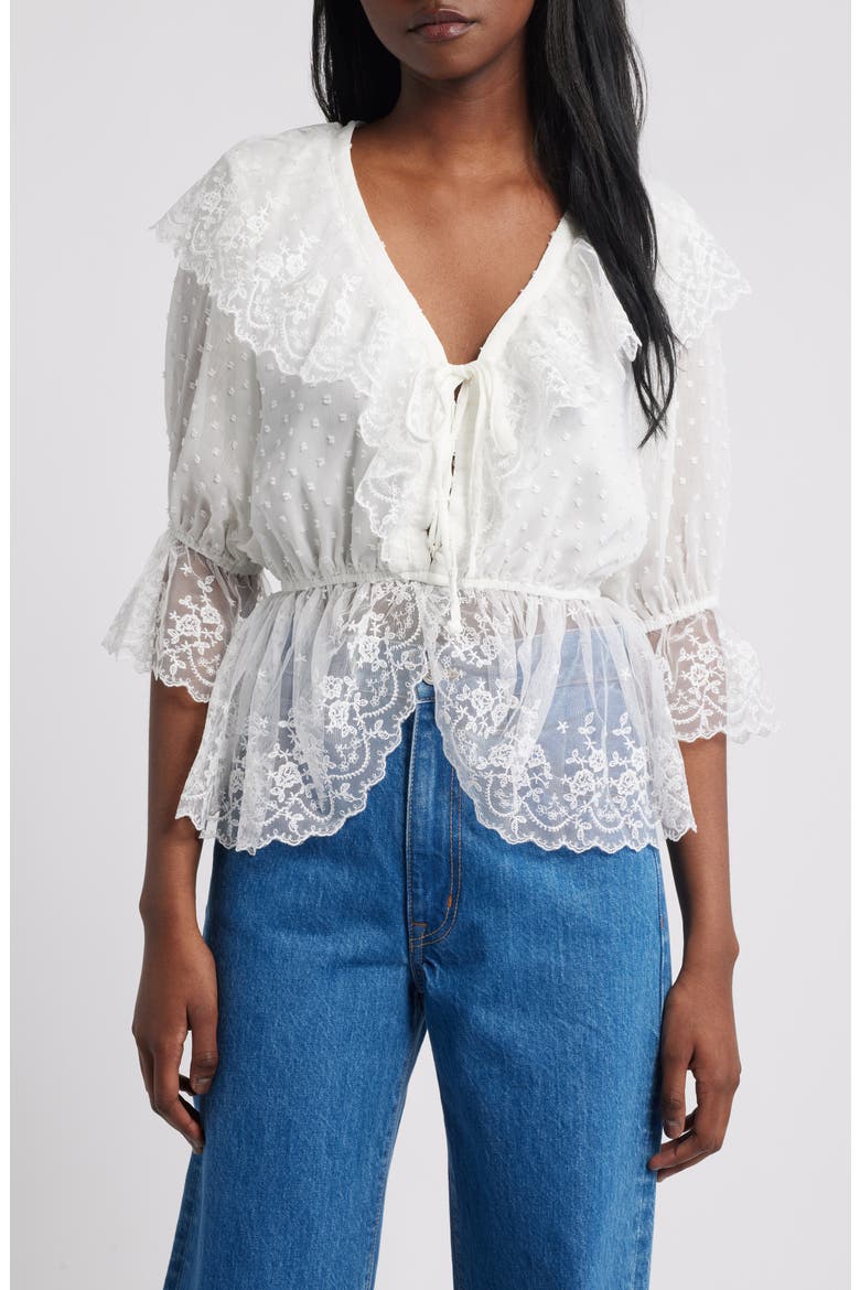 Lace Dobby Shirt, Main, color, WHITE