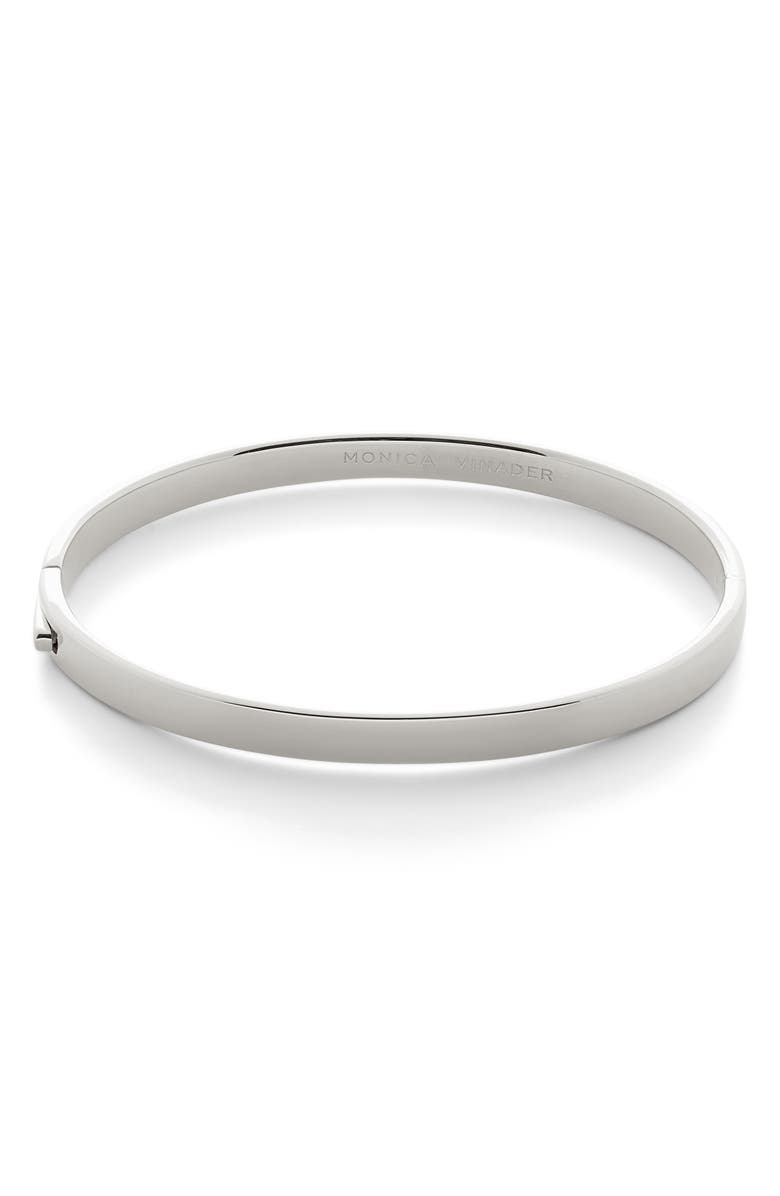 Monica Vinader Essential Hinged Bangle Bracelet, Main, color, Sterling Silver