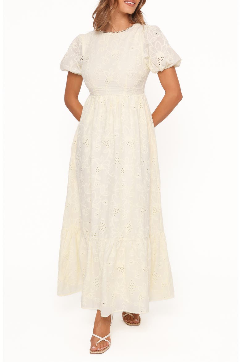 Janice Cotton Maxi Dress, Main, color, BUTTER YELLOW BRODERIE
