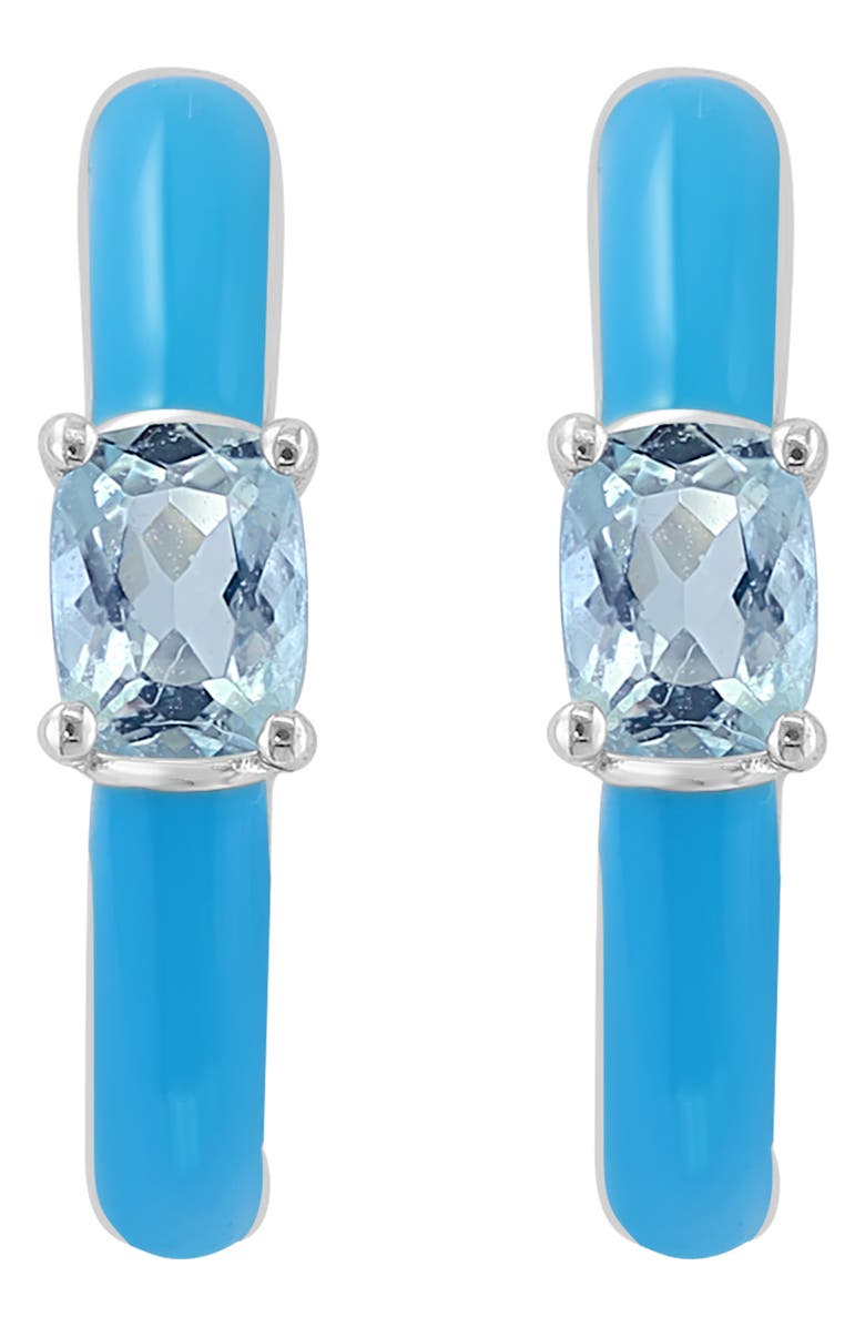 EFFY 14K Gold Oval Stone Enamel Huggie Hoop Earrings, Main, color, 