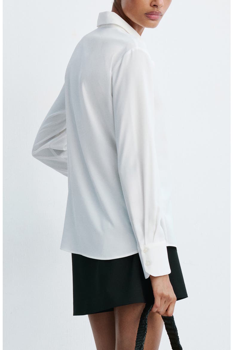 Fluid Long Sleeve Button-Up Shirt, Alternate, color, OFF WHITE