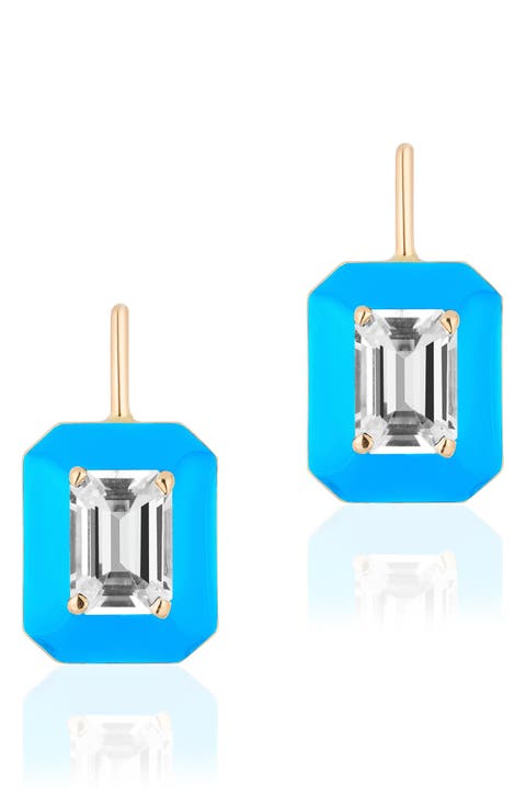 Queen Emerald Cut Lever-Back Earrings