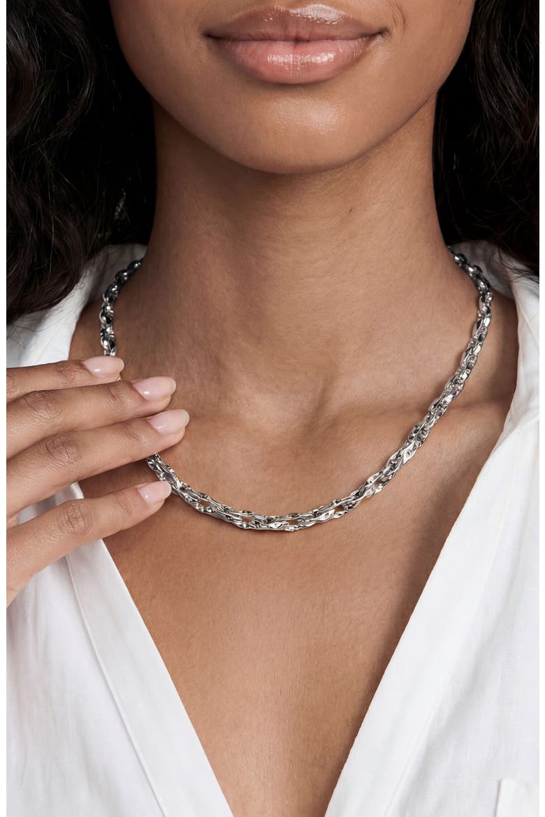 Sculpted Links Necklace, Alternate, color, SILVER