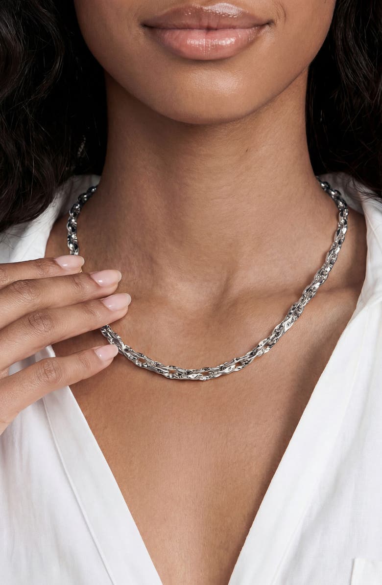 Ettika Sculpted Links Necklace, Alternate, color, Silver